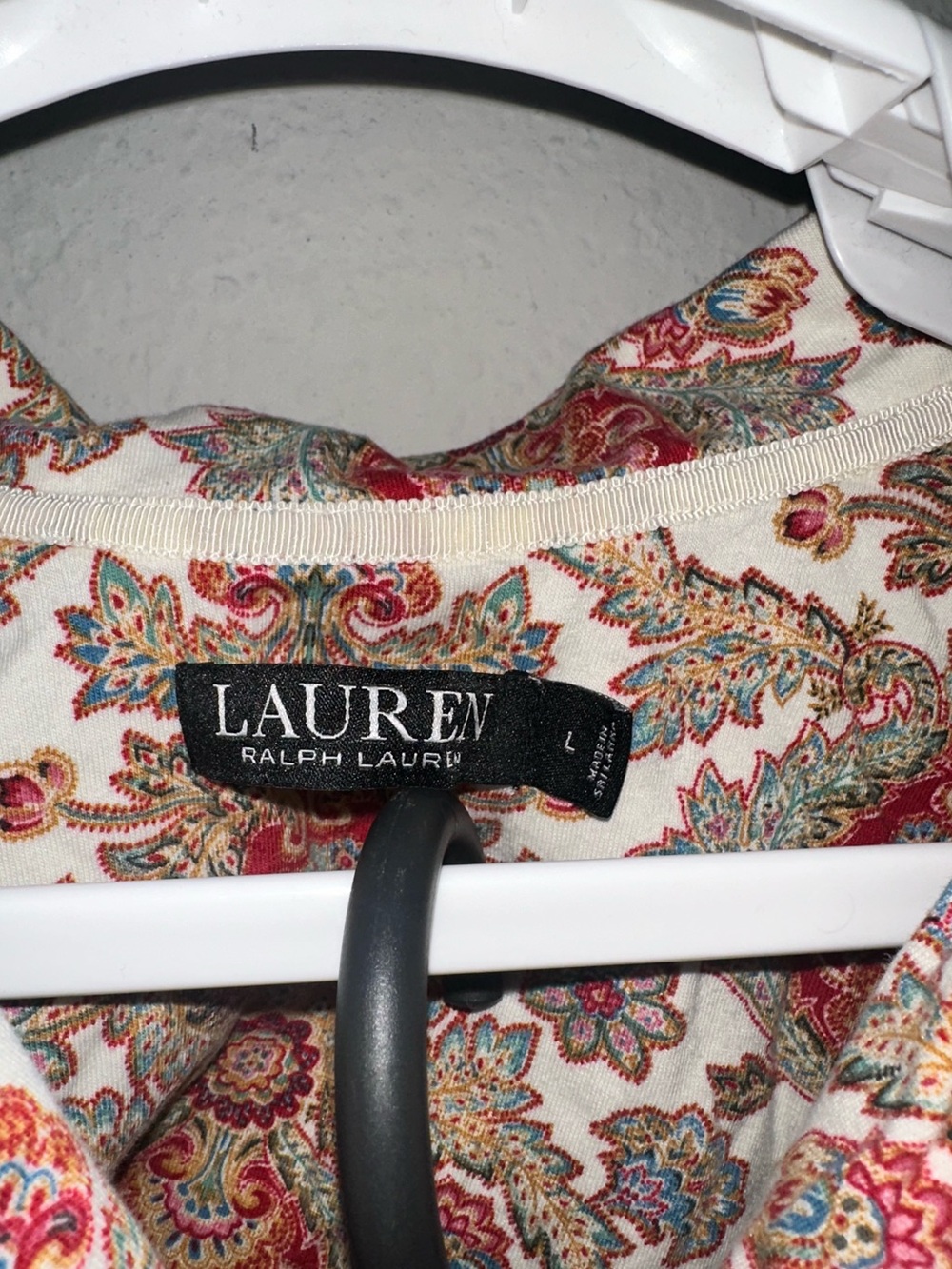 Lauren Ralph Lauren Paisley Pajama Set with Monogram Stitching Size Large - Picture 5 of 13